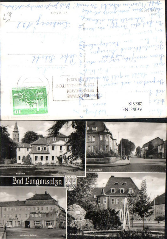 282518,Bad Langensalza Klubhaus Schwefelbad Springbrunnen Hotel Schwan Mehrbildkarte