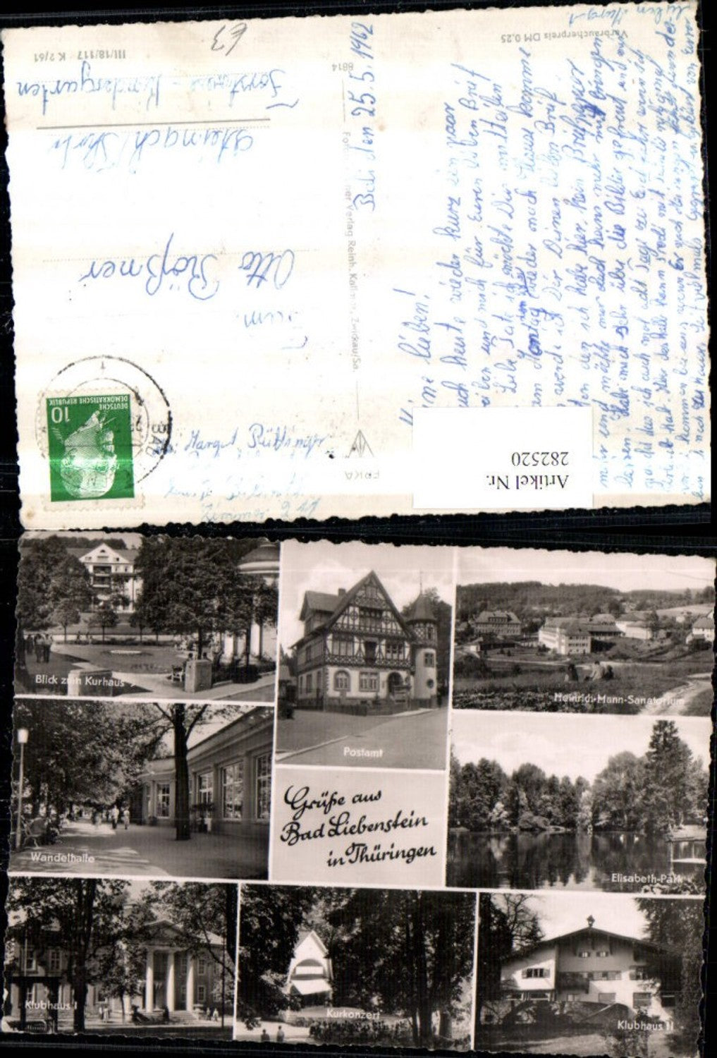 282520, Bad Liebenstein Post Office Kurhaus Wandelhalle Kurkonzert Klubhaus Park Sanatorium Multiview postcard