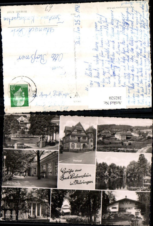 282520,Bad Liebenstein Postamt Kurhaus Wandelhalle Kurkonzert Klubhaus Park Sanatorium Mehrbildkarte