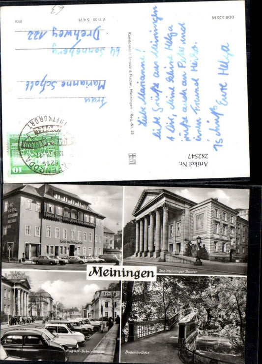 282547,Meiningen Bogenbrücke Theater Hotel Straßenansicht Mehrbildkarte