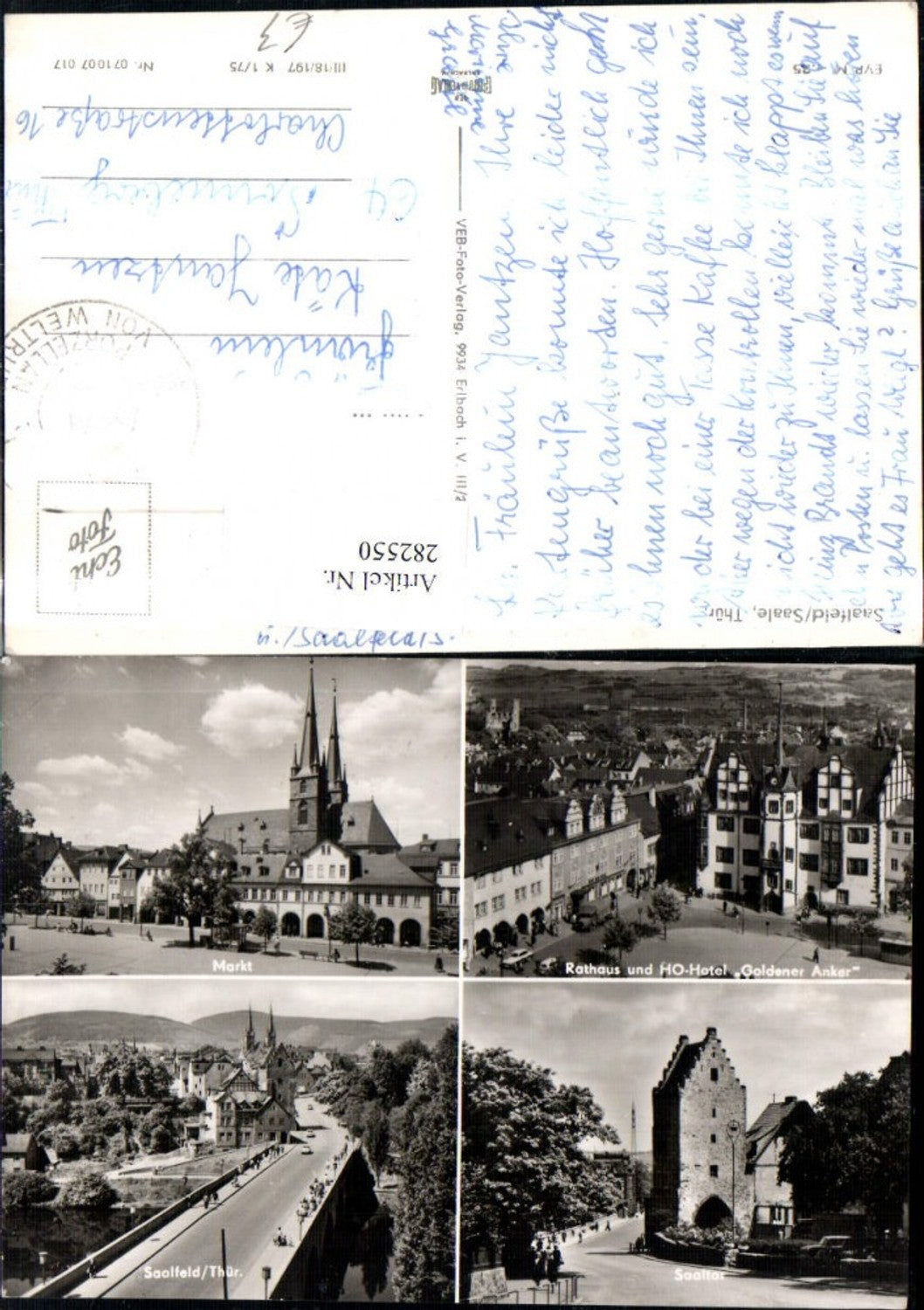 282550, Saalfeld an der Saale, Saaltor (Saal Gate), Gate, Bridge, Market, Town Hall, Hotel Goldener Anker, Multi-view map