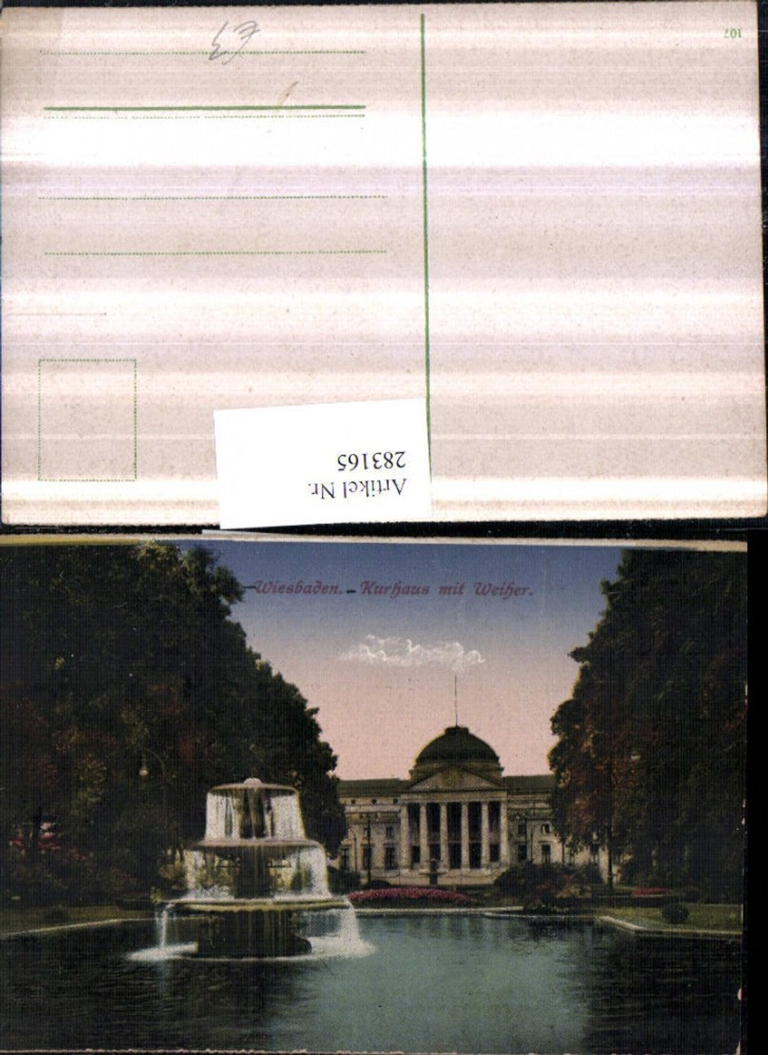 283165,Wiesbaden Kurhaus Gebäude m. Weiher Springbrunnen