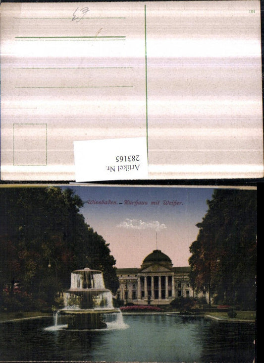 283165,Wiesbaden Kurhaus Gebäude m. Weiher Springbrunnen