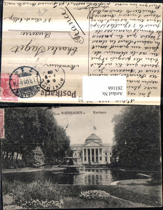 283166,Wiesbaden Kurhaus Gebäude Springbrunnen