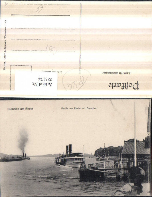 283174,Biebrich am Rhein Partie m. Dampfer Schiff