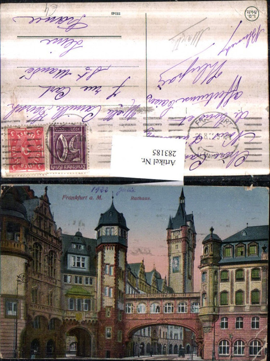 283185,Frankfurt am Main Rathaus Brücke Straßenansicht