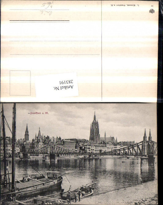 283191,Frankfurt am Main Teilansicht Kirche Brücke Boote pub L. Klement 33