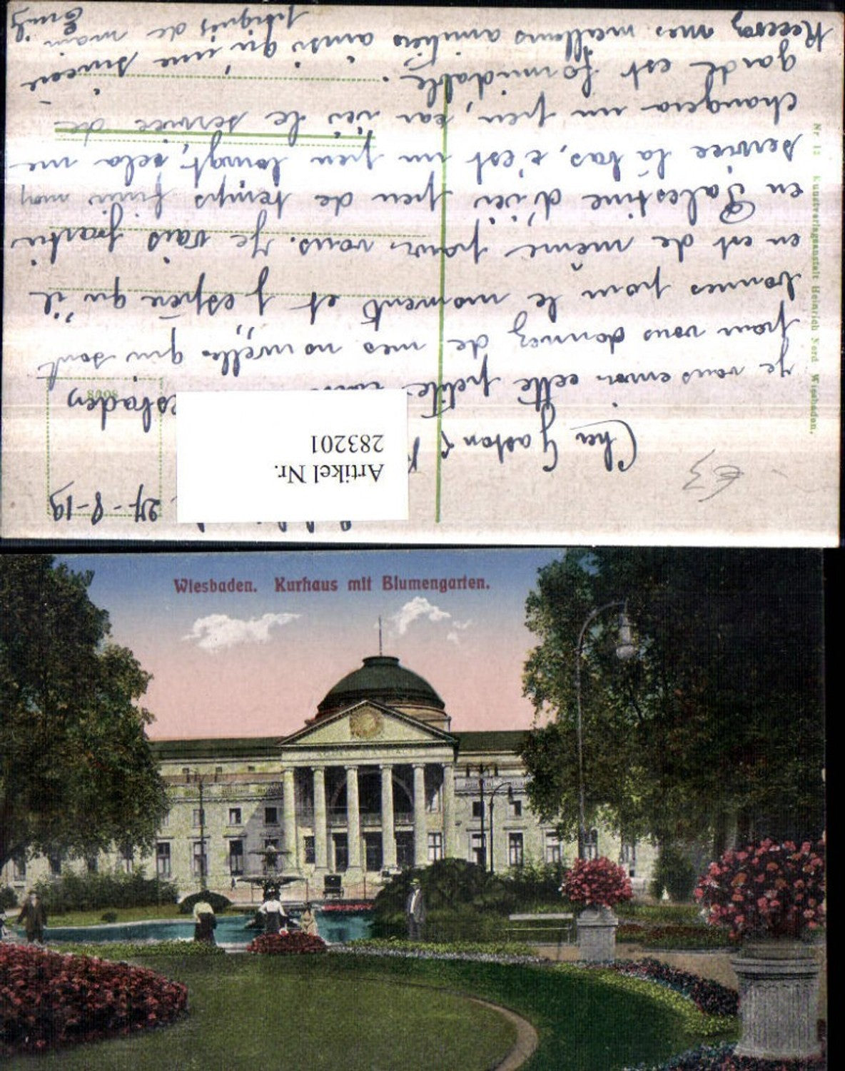 283201,Wiesbaden Kurhaus Gebäude m. Blumengarten Springbrunnen