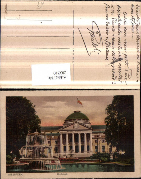 283210,Wiesbaden Kurhaus Gebäude Springbrunnen
