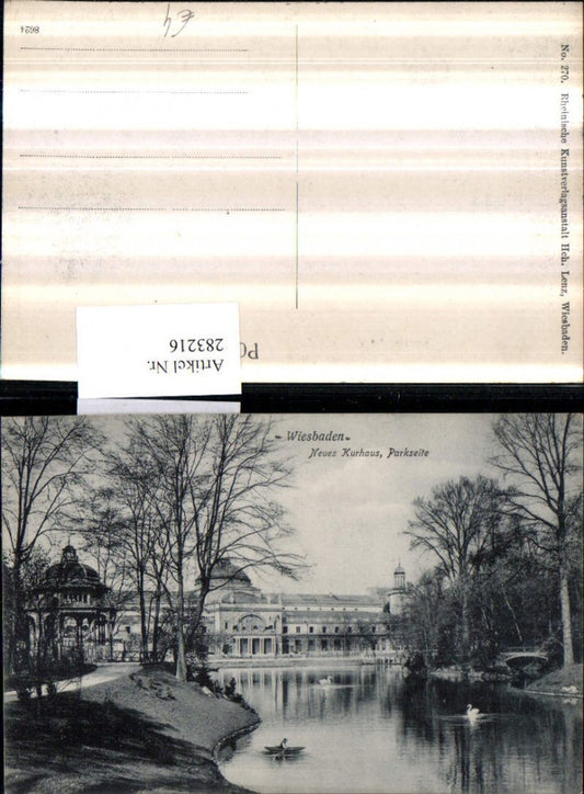 283216,Wiesbaden Kurhaus Gebäude Parkseite Teich