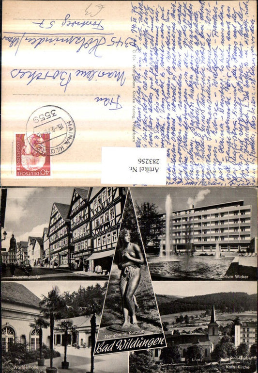 283256,Bad Wildungen Katholische Kirche Wandelhalle Nymphe Statue Sanatorium Straßenansicht Mehrbildkarte
