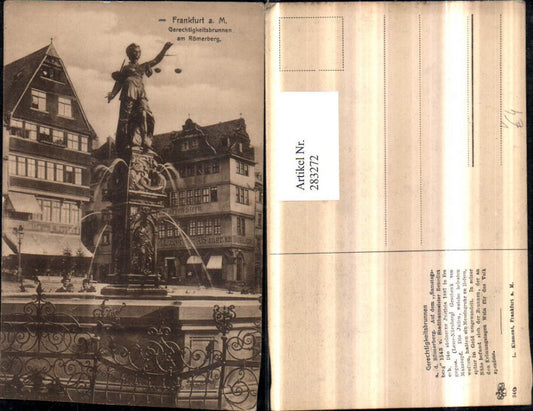 283272,Frankfurt am Main Gerechtigkeitsbrunnen Brunnen am Römerberg pub L. Klement 340