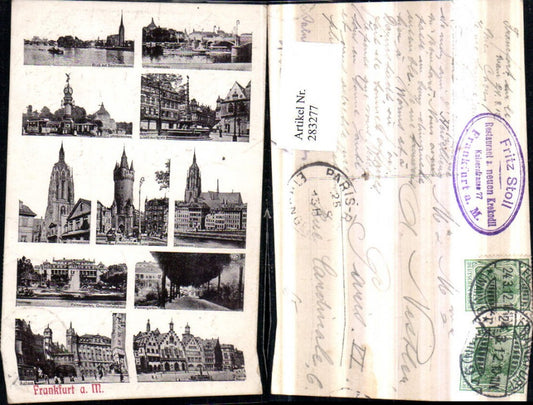 283277,Frankfurt am Main Dom Kirche Römer Rathaus Eschenheimer Turm Brücke Dampfer Mehrbildkarte