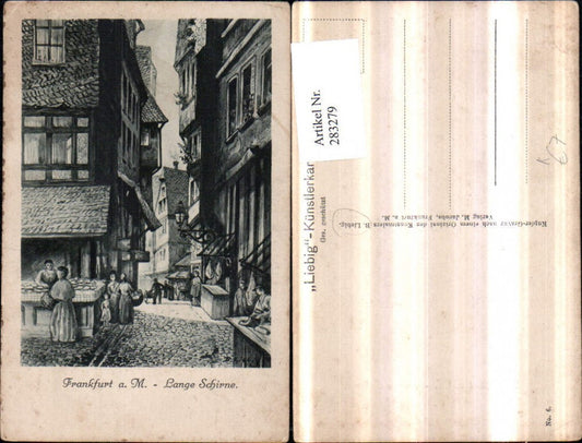 283279,Künstler AK B. Liebig Frankfurt am Main Lange Schirne Gasse Markt
