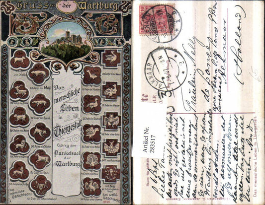 283517, Greetings from Wartburg Castle near Eisenach. Human life in animal form.