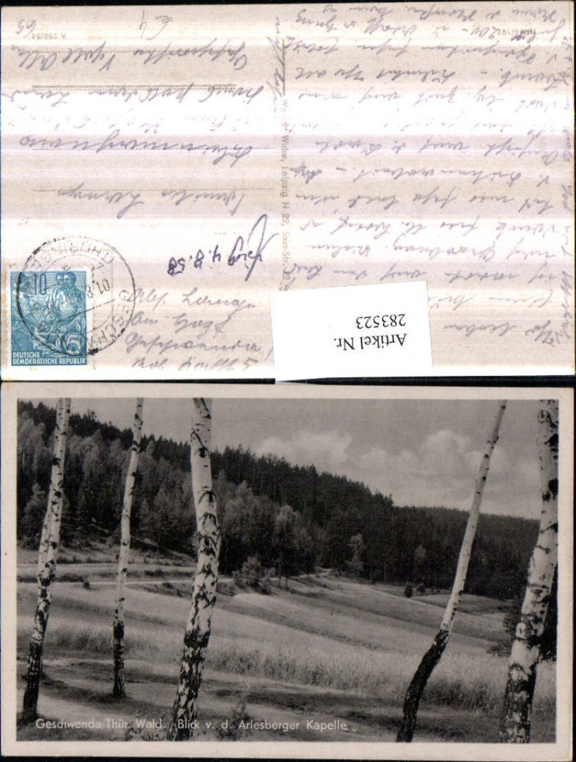 283523,Gschwenda Blick von d. Arlesberger Kapelle Landschaft Birken