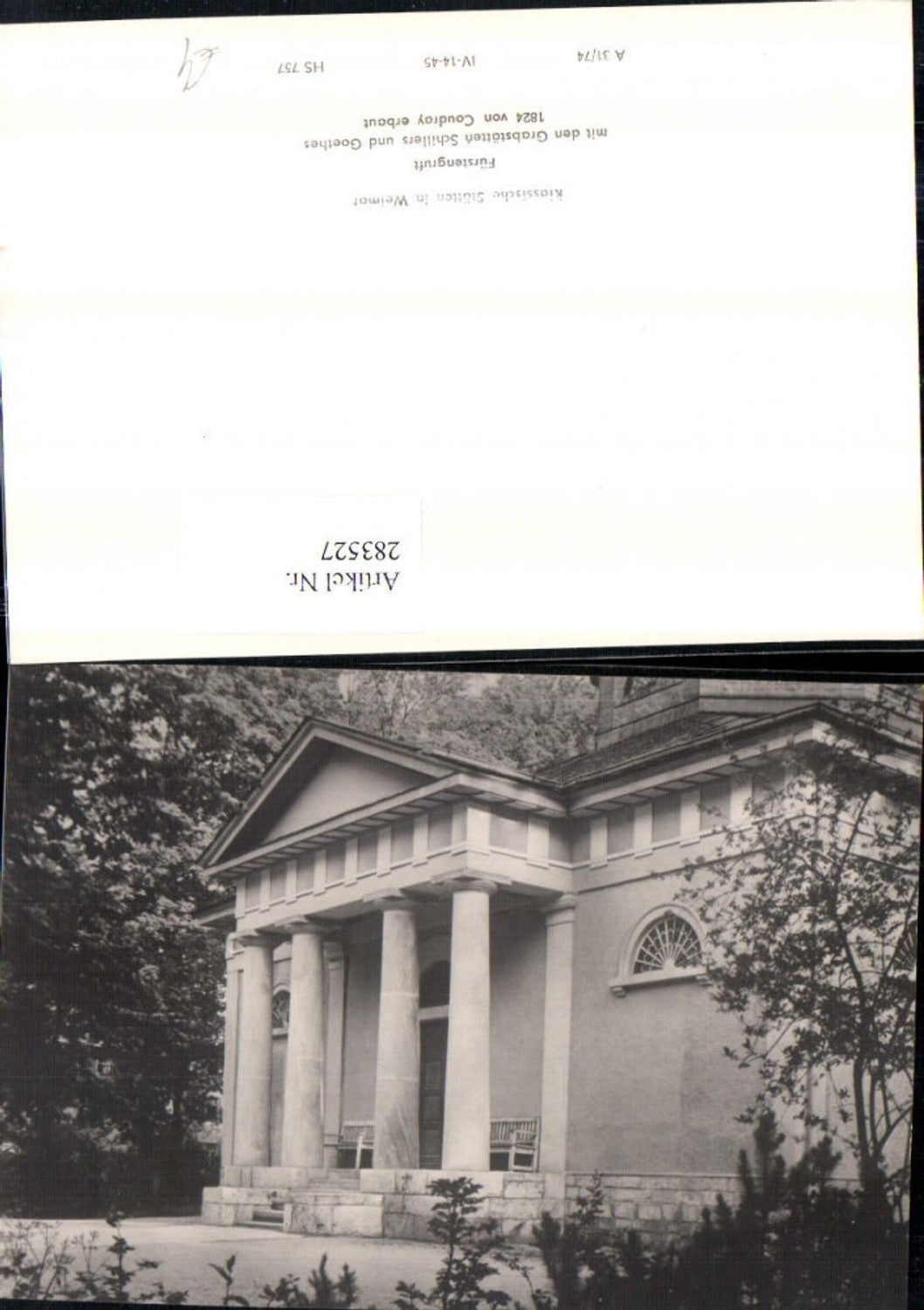 283527,Weimar Fürstengruft m. Grabstätte Schiller u. Goethe