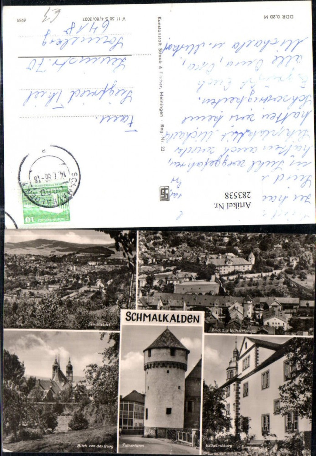 283538,Schmalkalden Totale Wilhelmsburg Pulverturm Mehrbildkarte