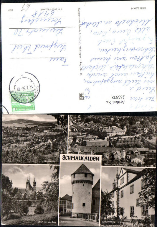 283538, Schmalkalden Total Wilhelmsburg Powder Tower Multi-view postcard