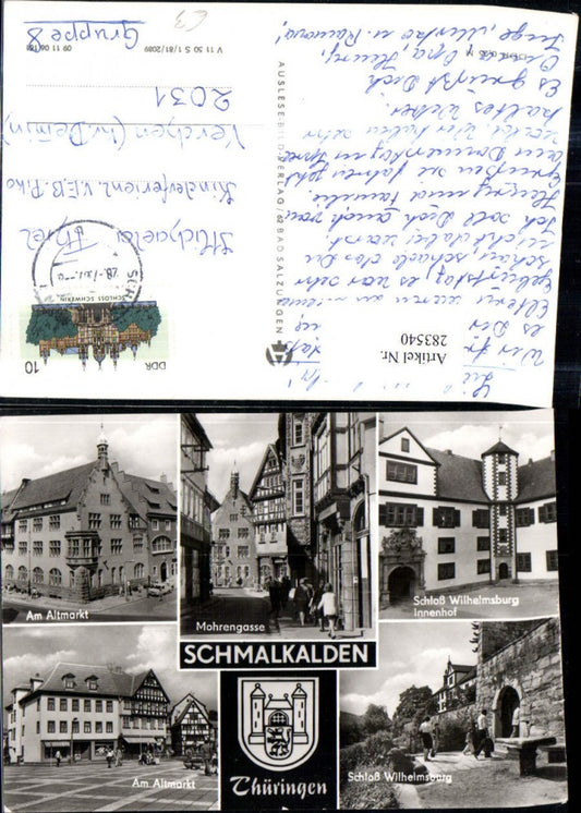 283540, Schmalkalden Old Market Wilhelmsburg Castle Multi-view postcard