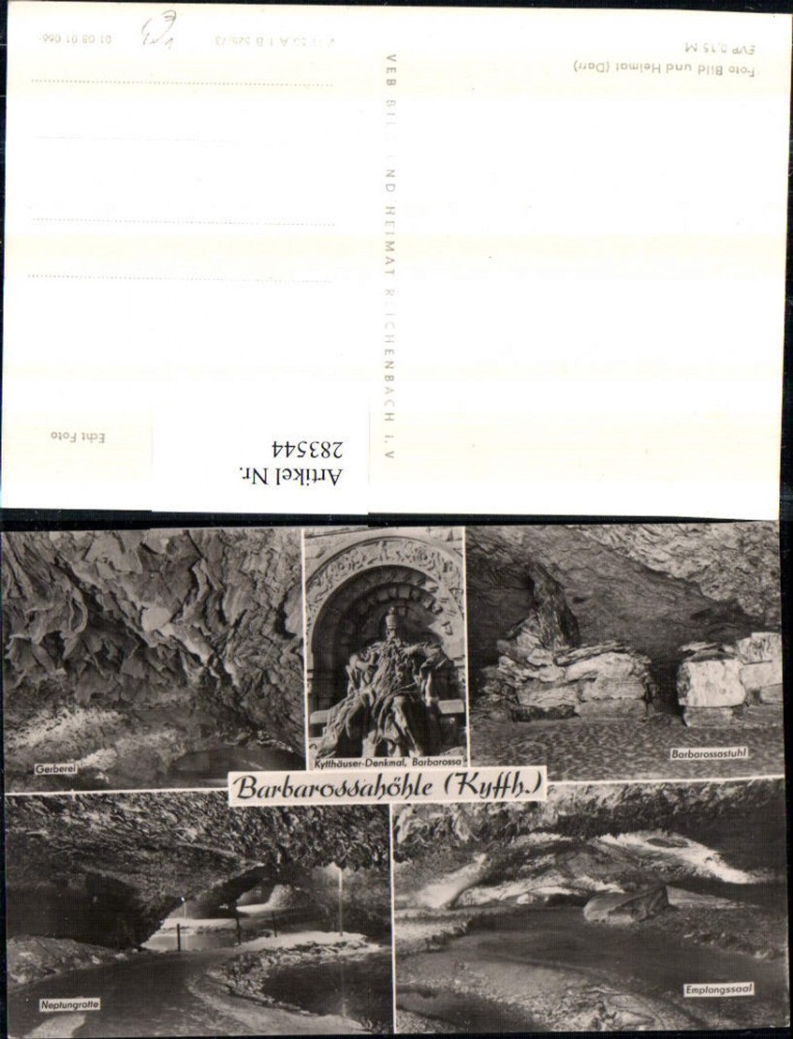 283544, Kyffhäuser Barbarossa Cave Monument Neptune Grotto Tannery Multi-image postcard pub VEB
