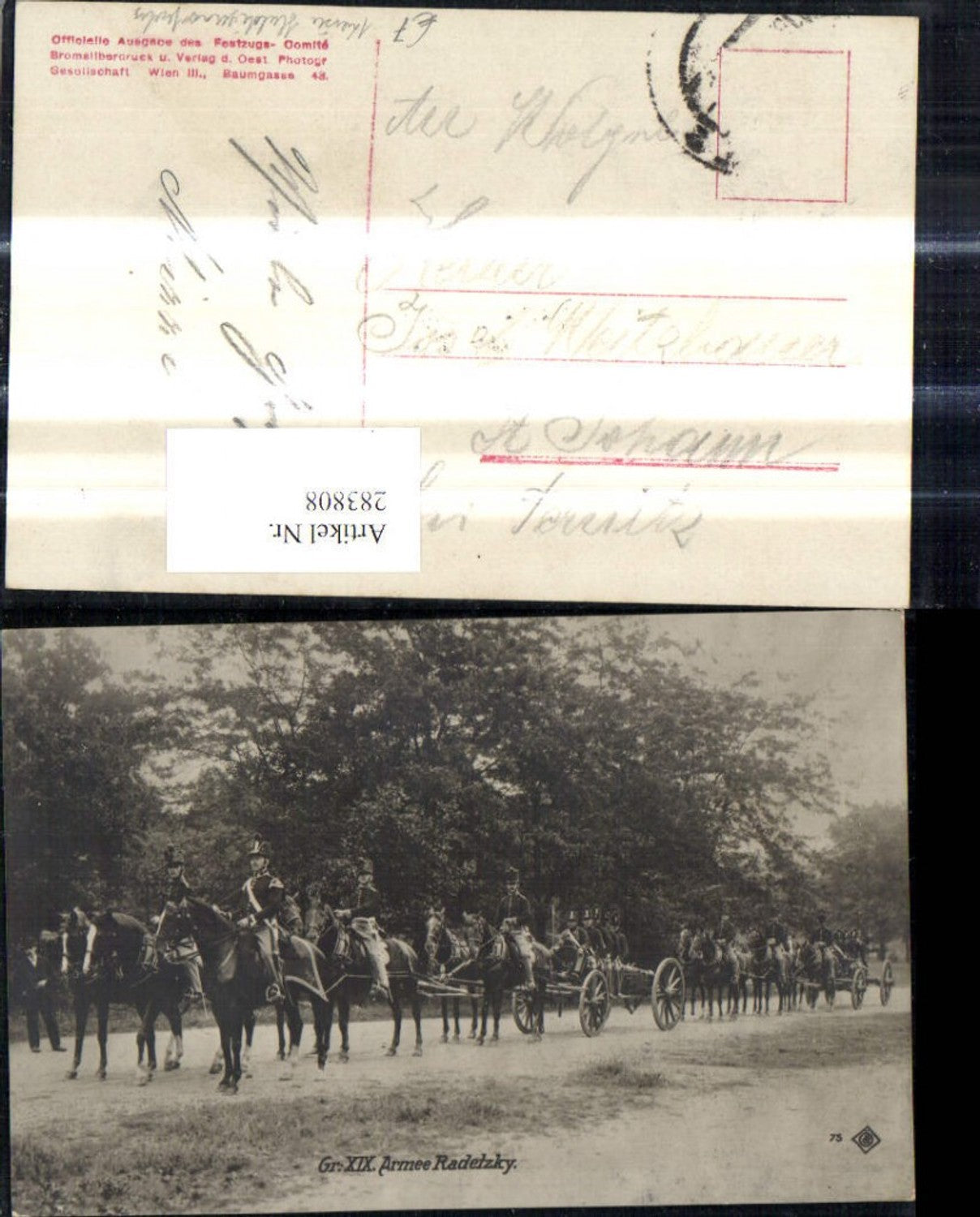 283808,Foto Ak Kaiser Jubiläums Huldigungs Festzug Wien 1908 Gr. XIX Armee Radetzky Adel Monarchie