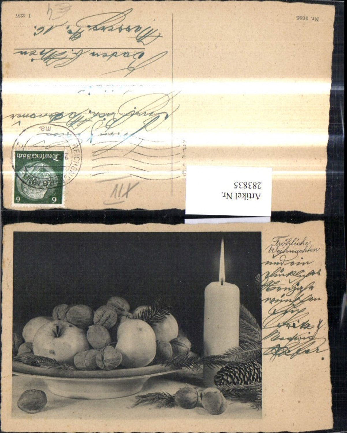 283835, Christmas bowl, apples, nuts, burning candle, pine cone, fir branch