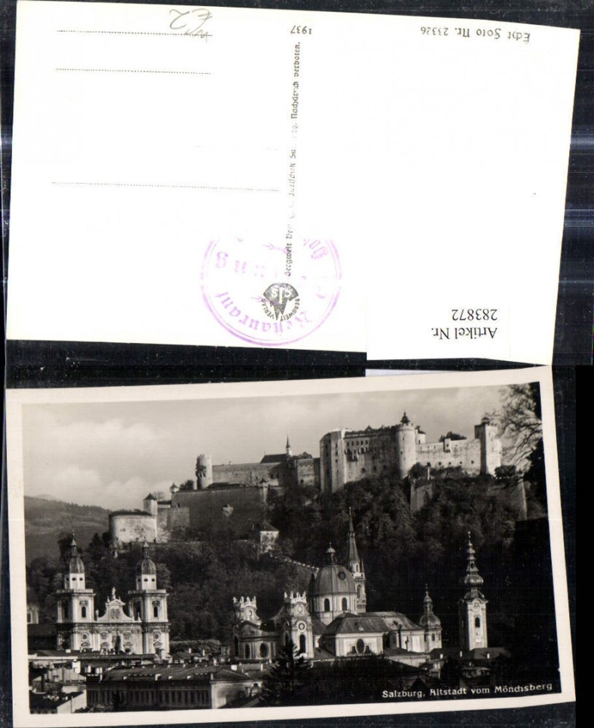 283872,Foto Ak Salzburg Altstadt v. Mönchsberg Festung Hohensalzburg