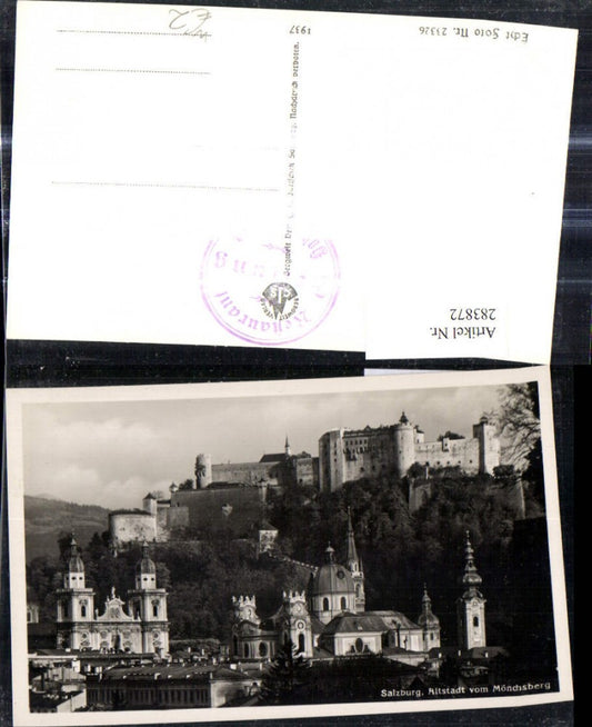 283872,Foto Ak Salzburg Altstadt v. Mönchsberg Festung Hohensalzburg