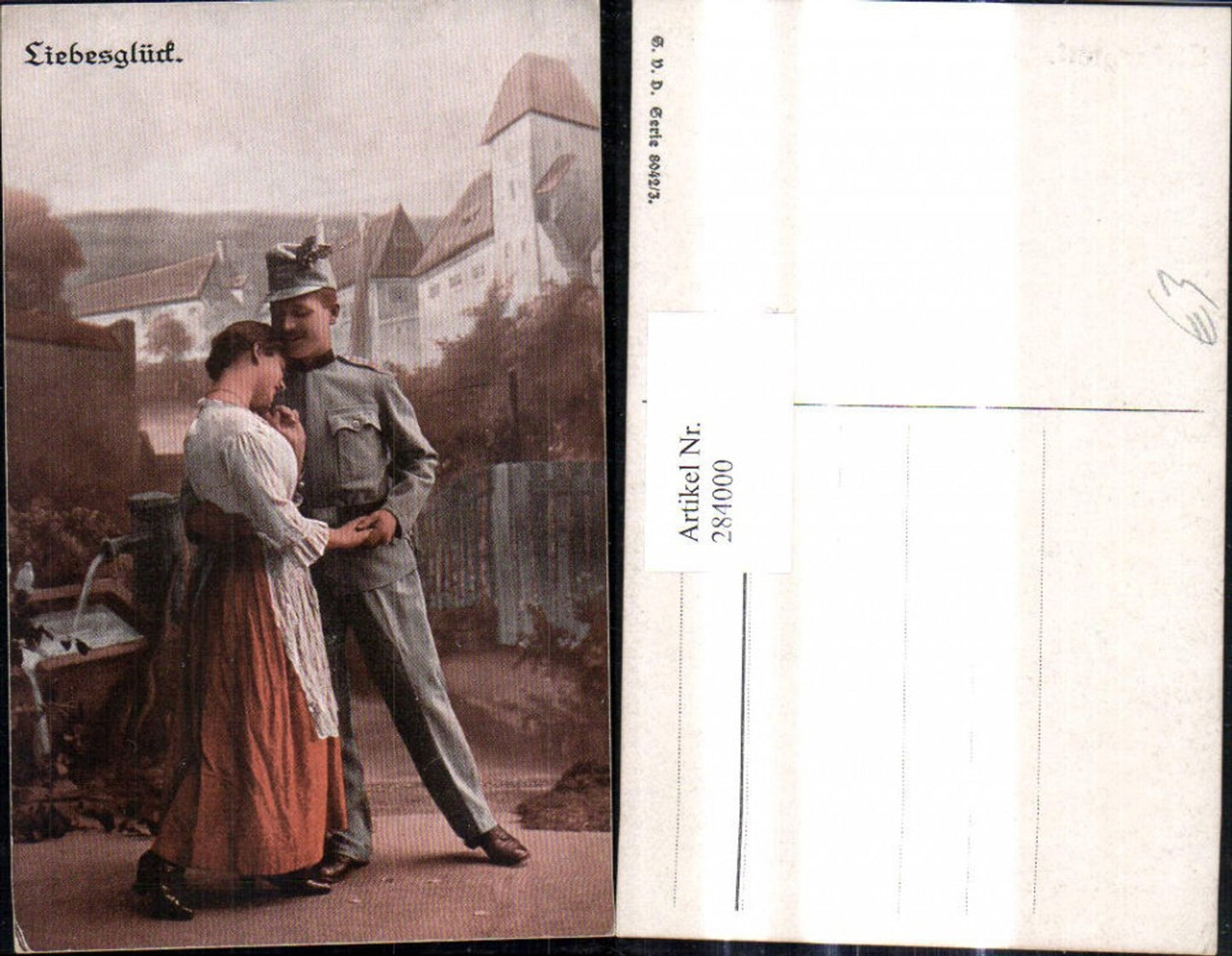 284000,Liebe Paar Soldat Umarmung Liebesglück Brunnen Spruch