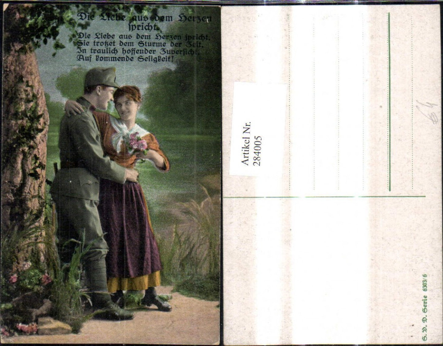 284005,Liebe Paar Soldat unter Baum Umarmung Spruch Text