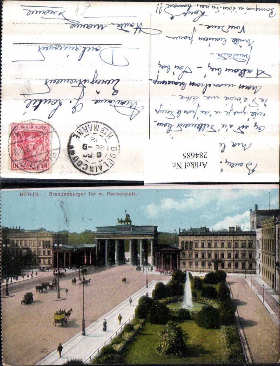 284685,Berlin Brandenburger Tor m. Pariserplatz Springbrunnen