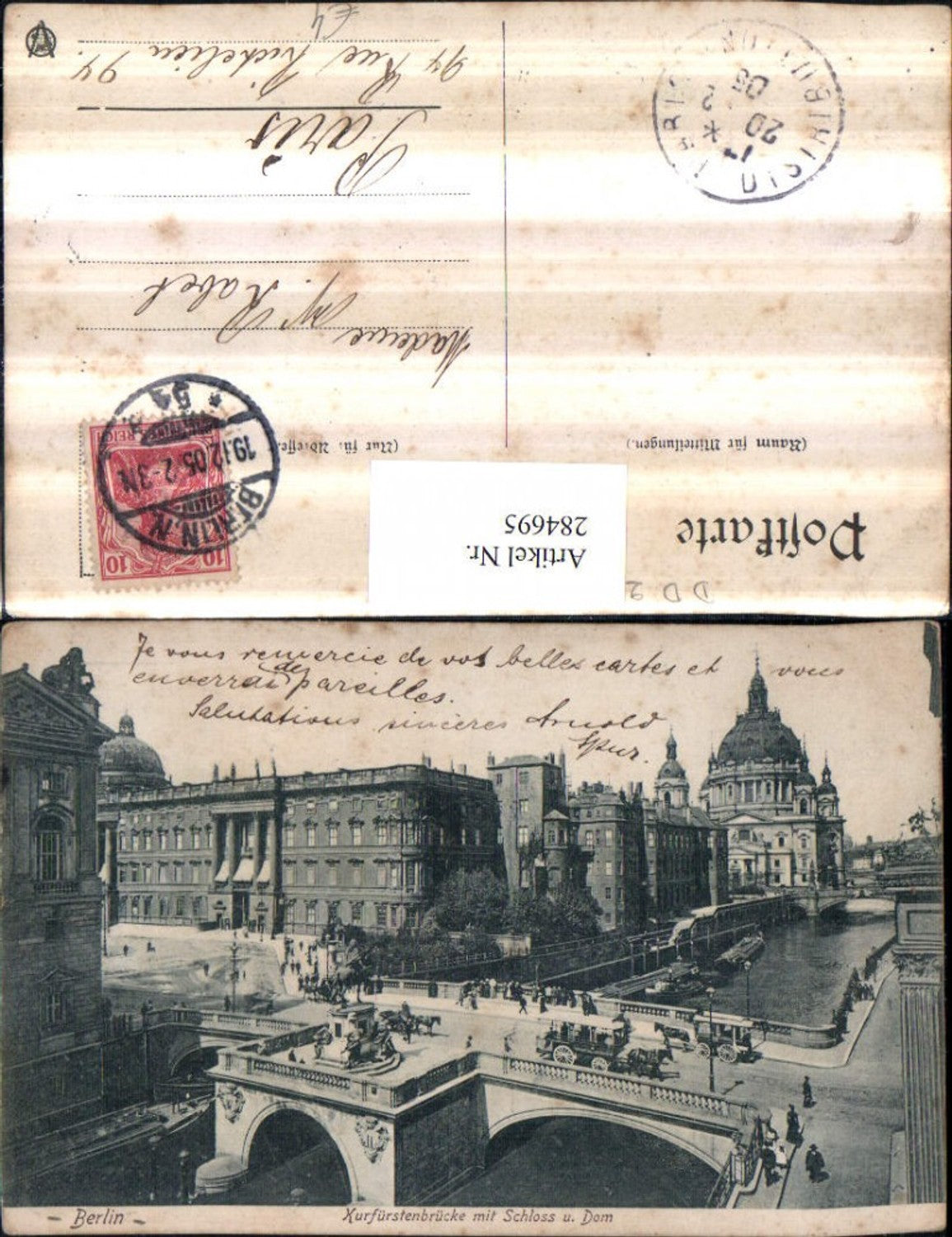 284695,Berlin Kurfürstenbrücke Brücke m. Schloss u. Dom