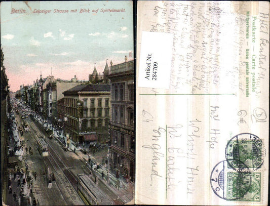 284709,Berlin Leipziger Straße m. Blick auf Spittelmarkt Straßenansicht Geschäfte Straßenbahnen