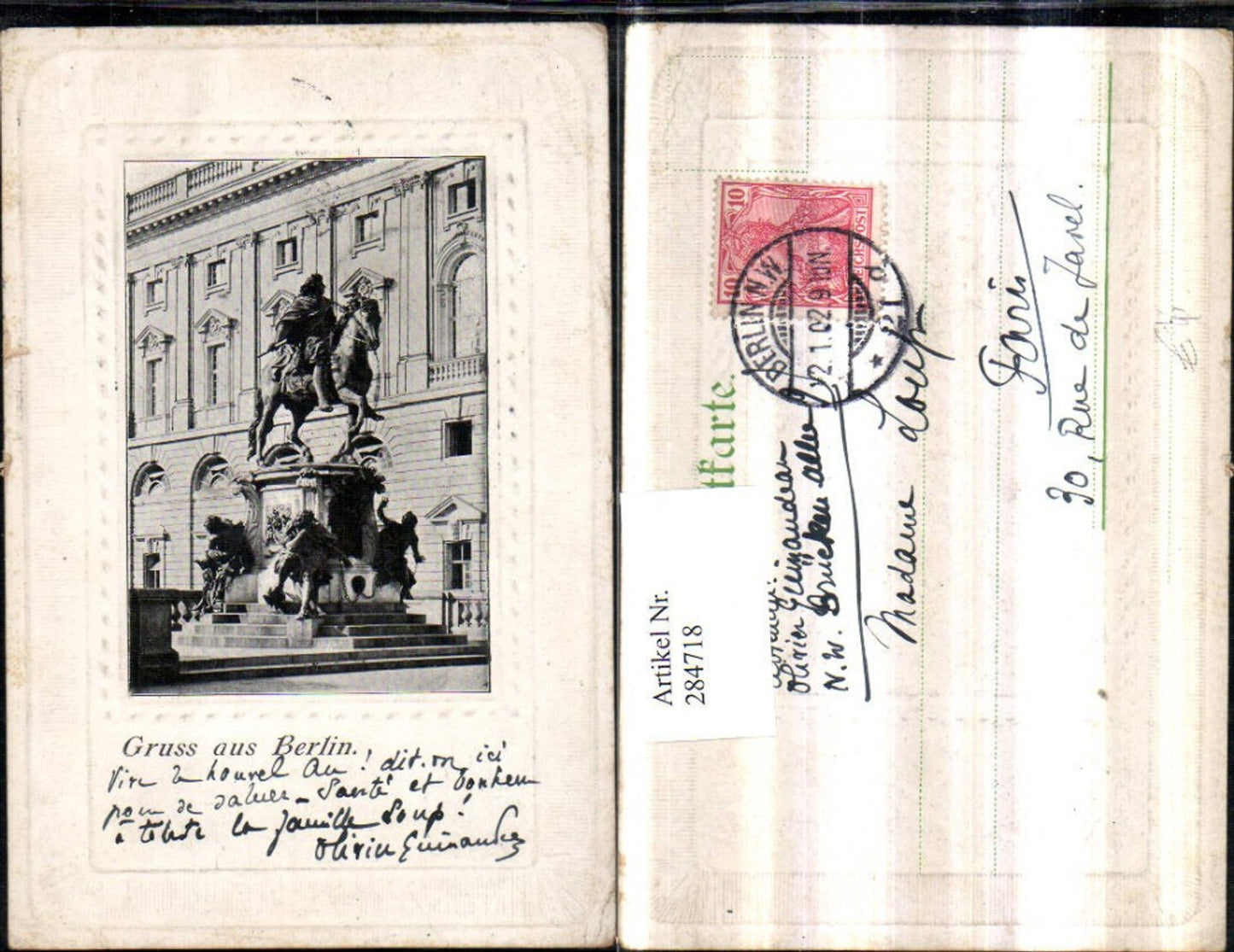 284718,Präge AK Gruß aus Berlin Denkmal des Großen Kurfürsten