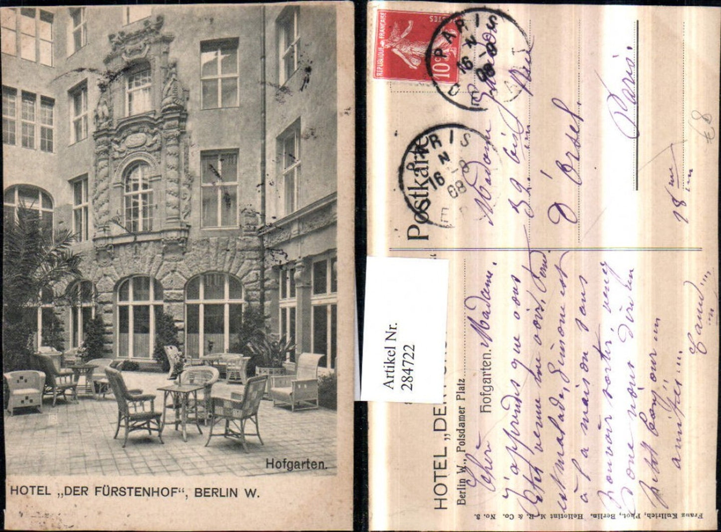 284722,Berlin Potsdamer Platz Hotel Der Fürstenhof Hofgarten