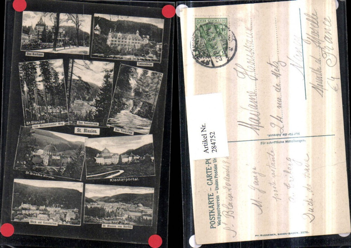 284752, St. Blasien, Church, Monastery Portal, Luisenheim, Kurhaus, Sanatorium, Multi-view map