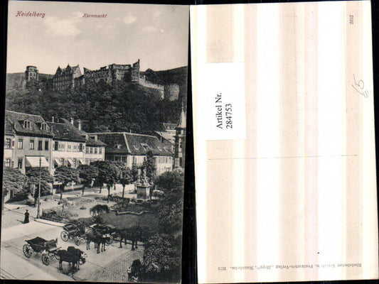 284753, Heidelberg Kornmarkt Horse-drawn carriages Carriages Castle