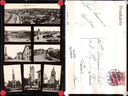284779,Kehl Totale Bahnhof Kaserne Brücke Kirche Kriegerdenkmal Mehrbildkarte