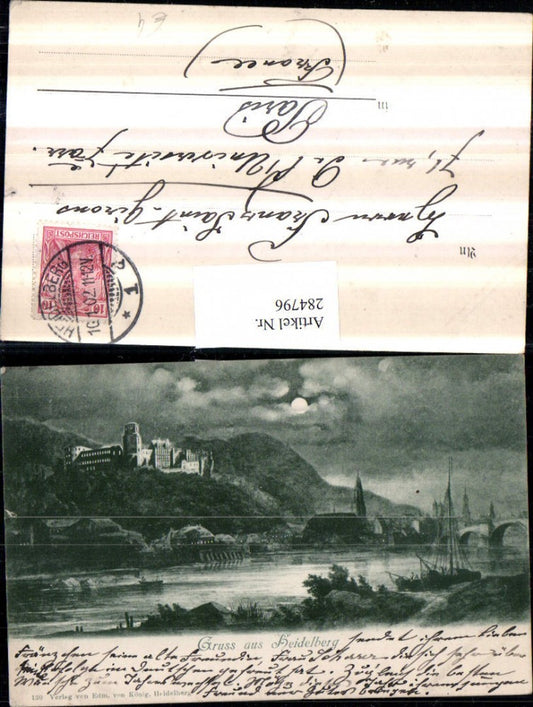 284796, Greetings from Heidelberg, partial view of the bridge, Mondschein Castle