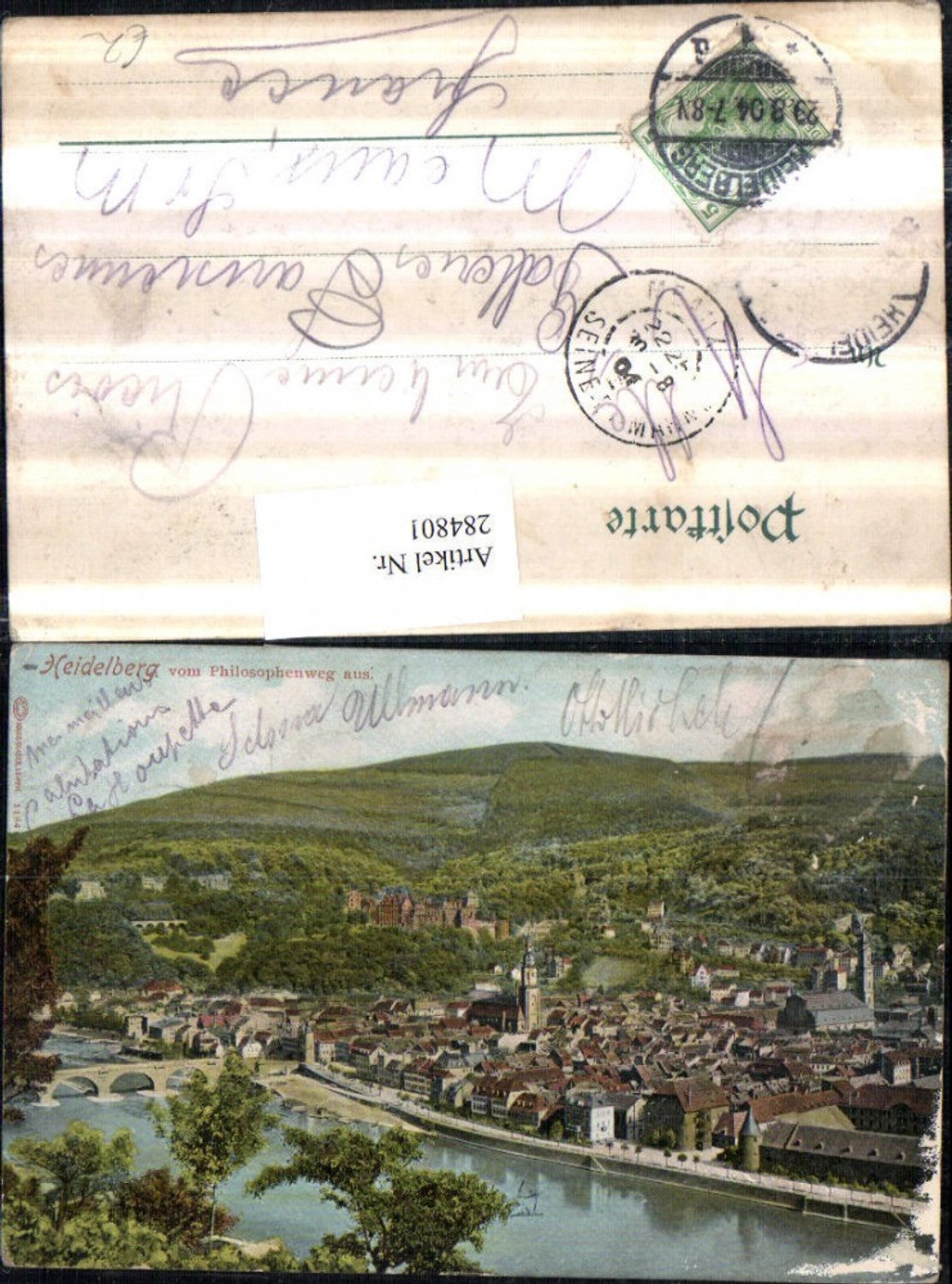 284801,Heidelberg Totale m. Schloss Brücke vom Philosophenweg aus