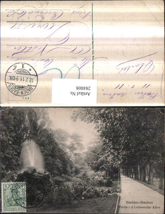 284808, Baden-Baden, section in the Lichtentaler Allee, fountain