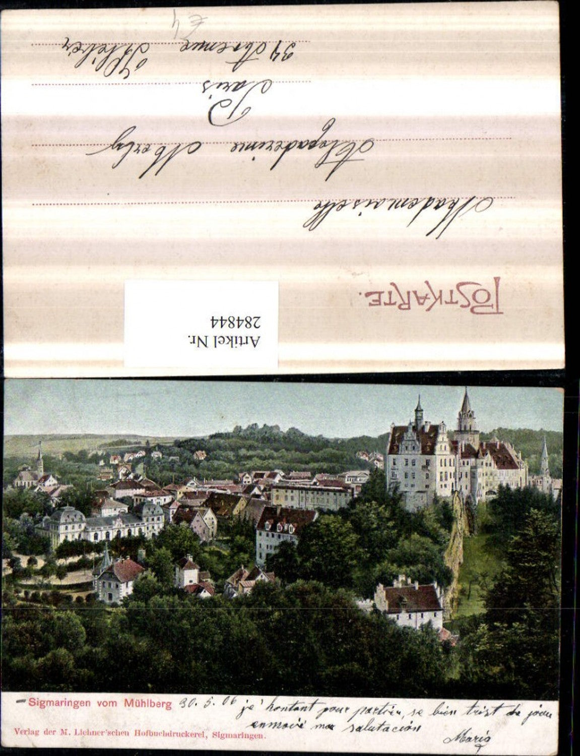 284844,Sigmaringen Totale vom Mühlberg