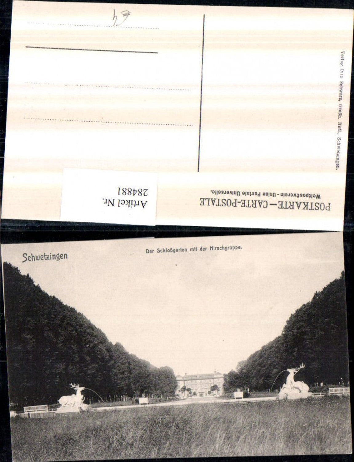 284881,Schwetzingen Schloss Schlossgarten m. d. Hirschgruppe