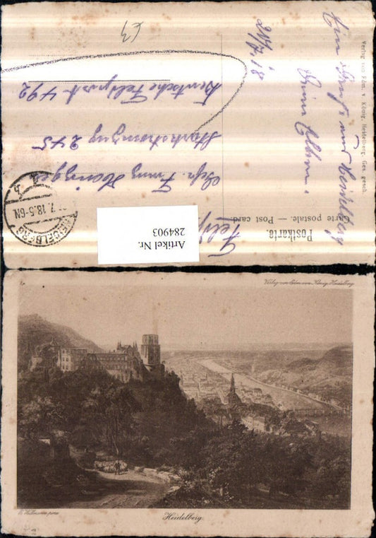 284903, Artist AK E. Willmann Heidelberg Total with Castle