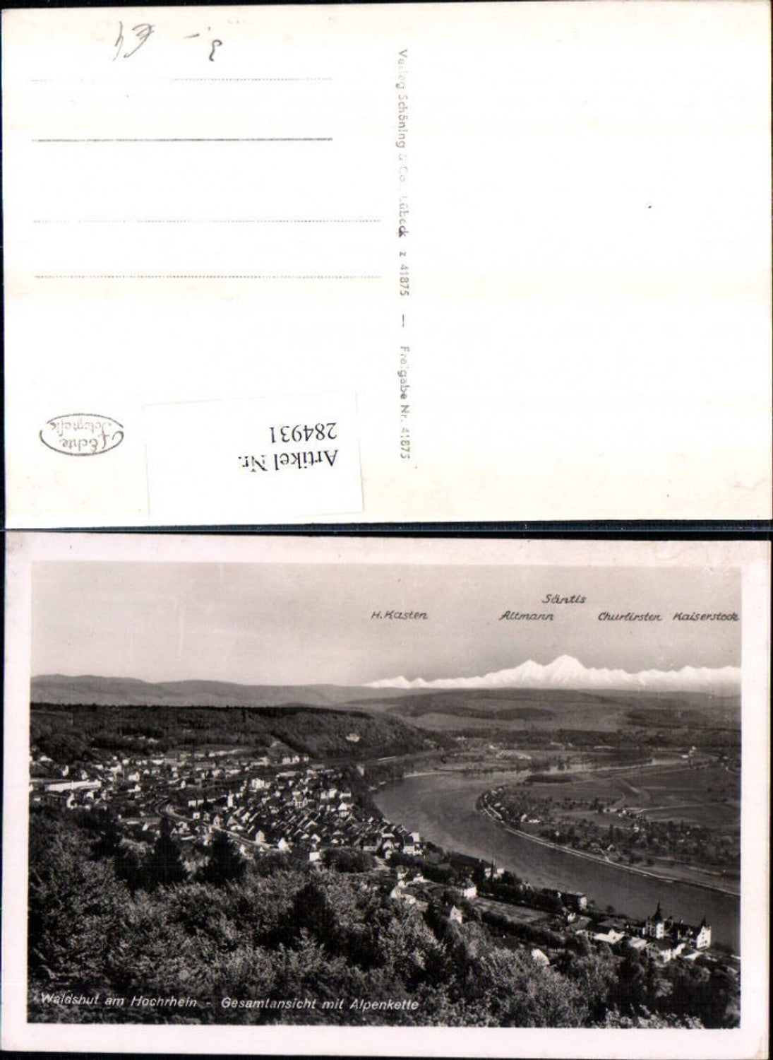 284931,Waldshut am Hochrhein Totale m. Alpenkette