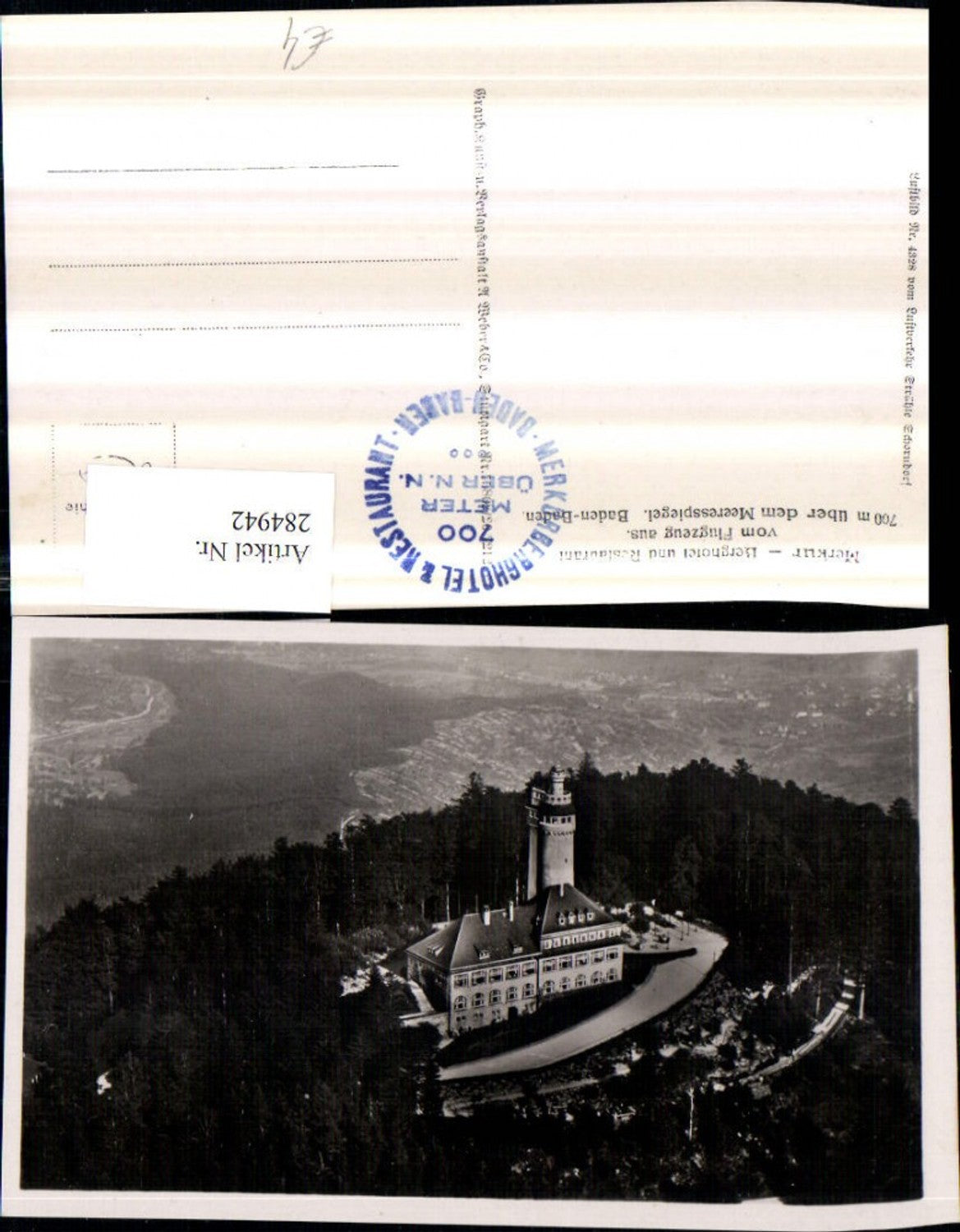 284942,Baden-Baden Merkur Berghotel u. Restaurant Fliegeraufnahme