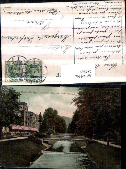 284965, Baden-Baden Lichtentaler Allee with Hotel Stephanie Bridge