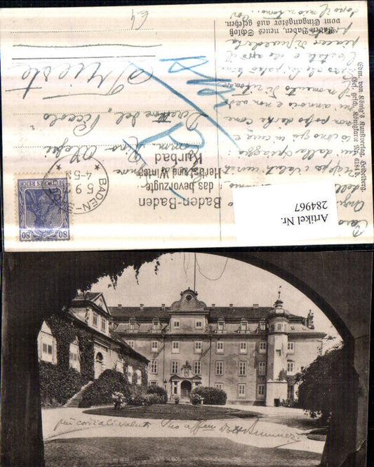 284967, Baden-Baden Castle seen from the entrance gate