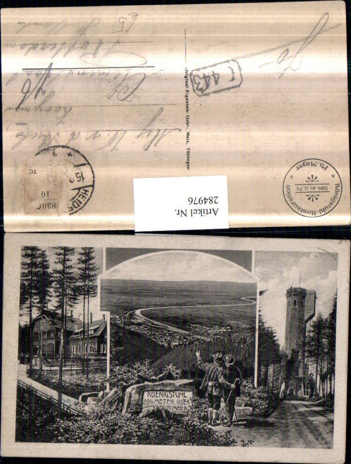 284976,Königstuhl b. Heidelberg Totale Aussichtsturm Restaurant Mehrbildkarte